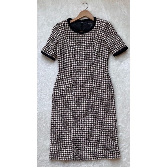 Brooks Brothers Brown & Black Checked Tweed A-Line Dress, Size 0 - Picture 6 of 16